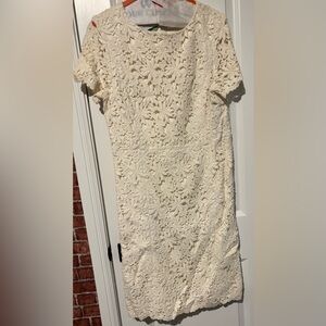 Talbots Ivory Textured Lace Dress